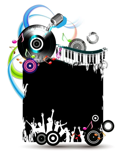Black banner with vinyl record — Stock Vector