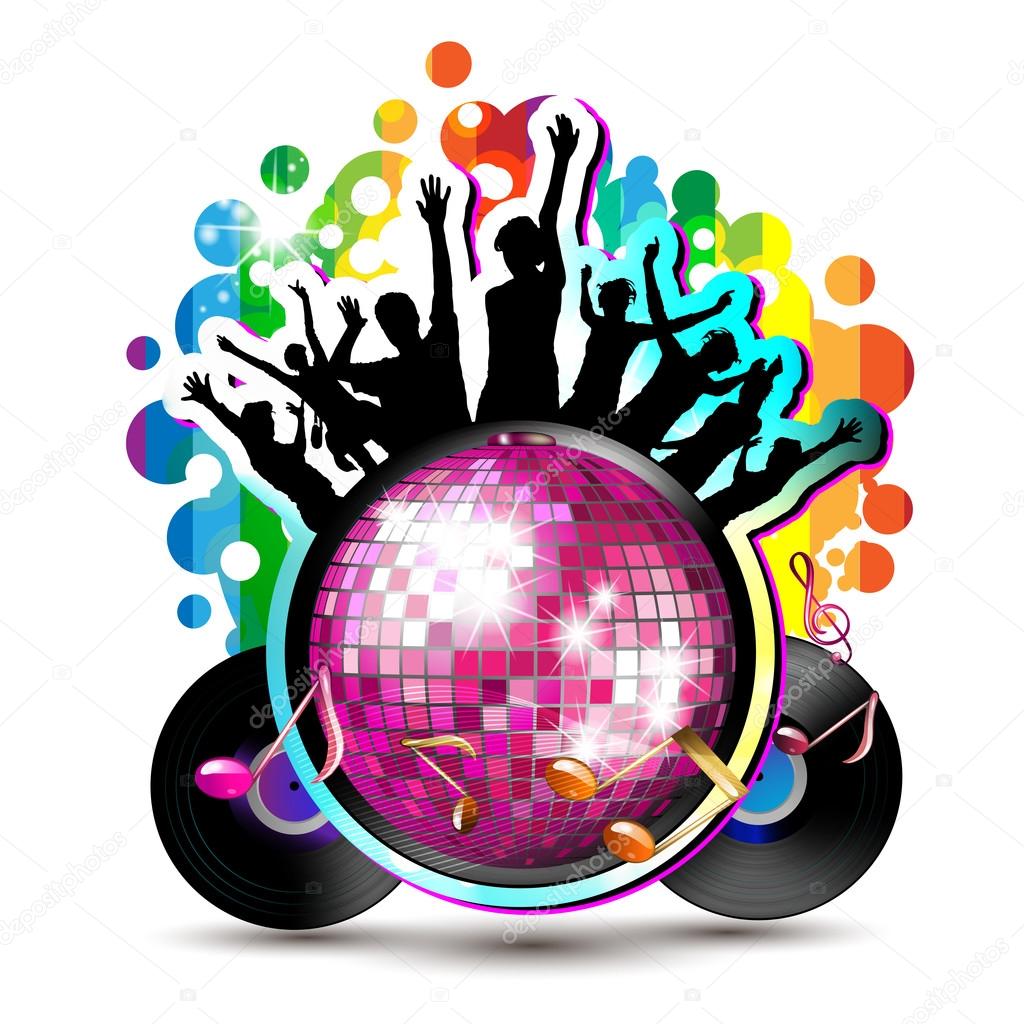 Dancing silhouettes with disco ball — Stock Vector © Merlinul #12752794