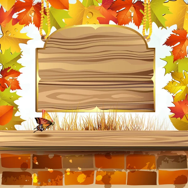 Cornice con foglie colorate autunno — Vettoriale Stock