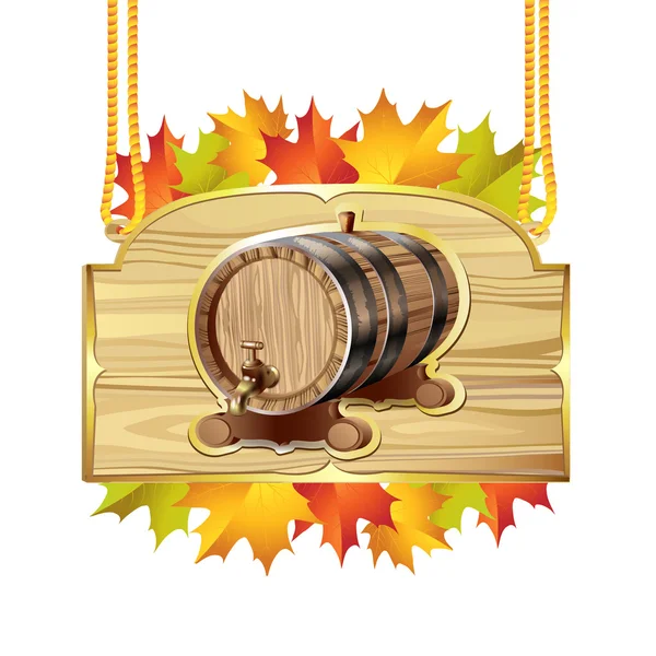 Wood barrel for wine — Stock Vector