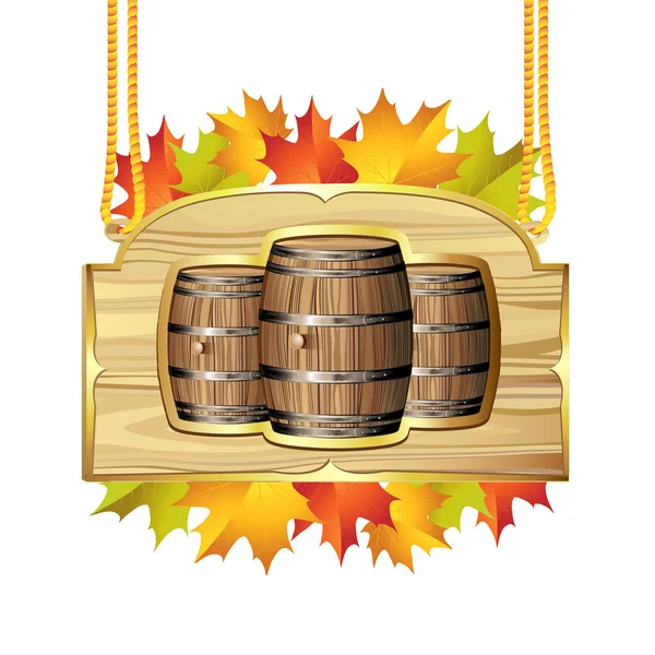 Wood barrel for wine — Stock Vector