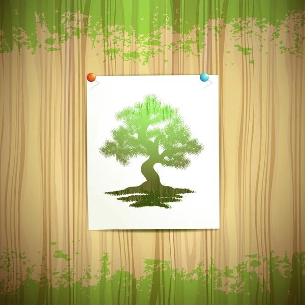 Green tree over sheet of paper — Stock Vector