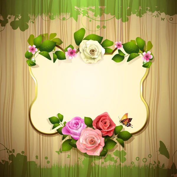 Espejo con rosas — Vector de stock