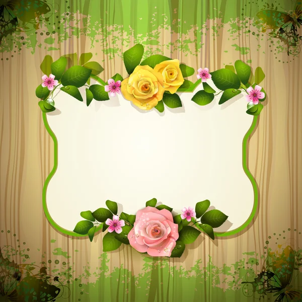 Mirror with roses — Stock Vector