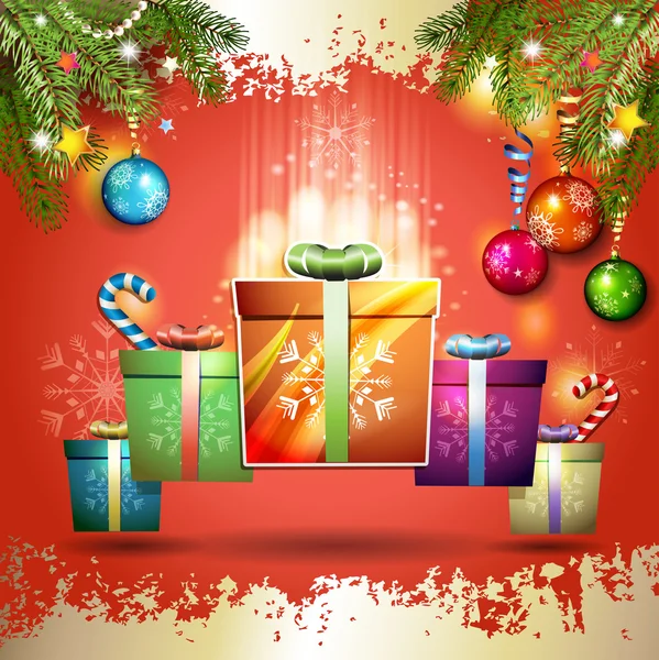 Christmas with gifts — Stock Vector