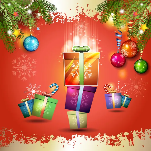 Navidad con regalos — Vector de stock