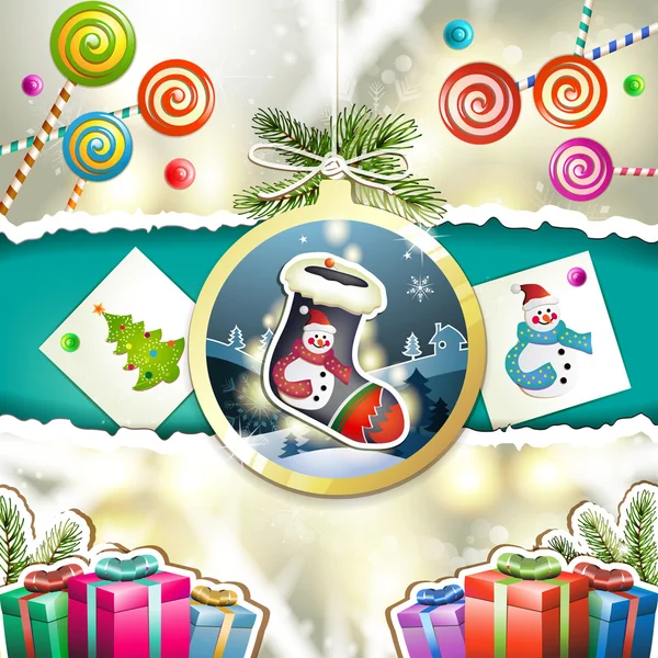 Noël avec des cadeaux — Image vectorielle