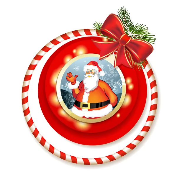 Santa en Kerstmis boog — Stockvector