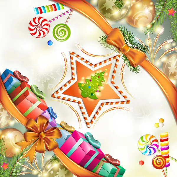 Vánoční hvězda se stromem — Stockový vektor