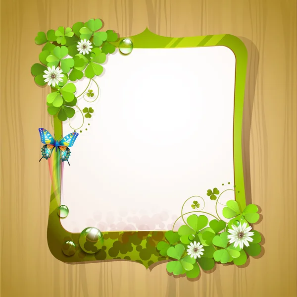 Mirror frame with clover — Stock Vector