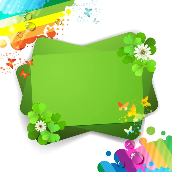 Fond vert avec trèfle — Image vectorielle