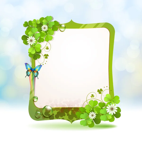 Mirror frame with clover — Stock Vector