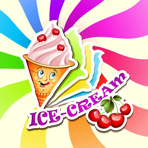 Cherry ice cream — Stock Vector
