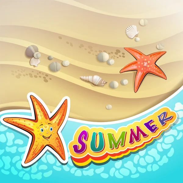 Summer beach with starfish — Stock Vector