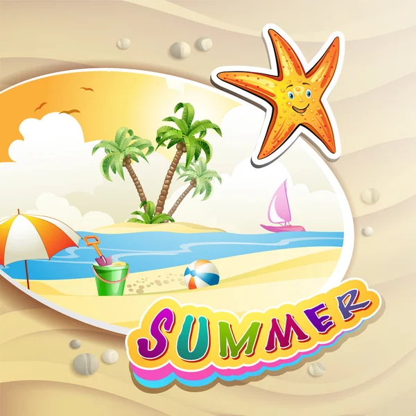 Summer beach with palm trees — Stock Vector