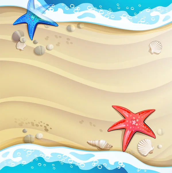 Zomer strand met starfish — Stockvector