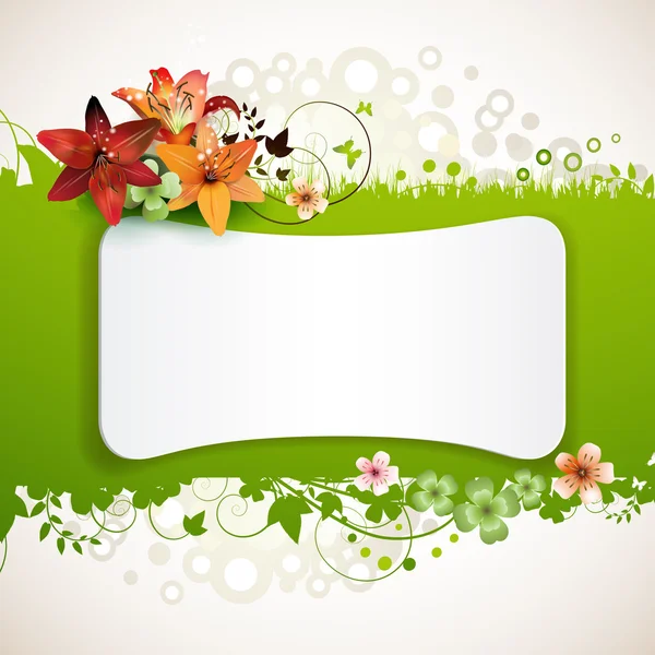 Green background with flowers — Stock Vector