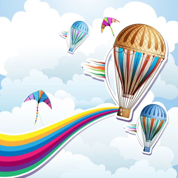 Kleurrijke heteluchtballon — Stockvector