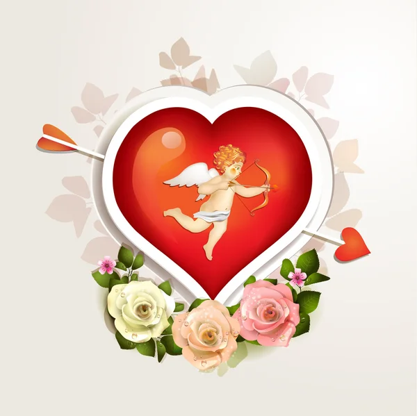 Cartão de Dia dos Namorados com rosas — Vetor de Stock