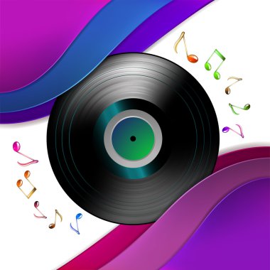 Vinil kaydı ile müzik notlar