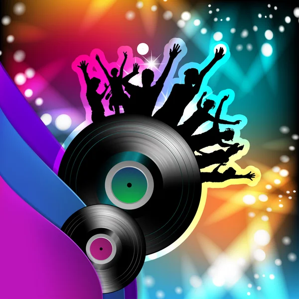 Vinyl record met dansen silhouetten — Stockvector