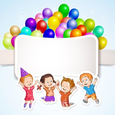 banner üzerinden Balonlu çocuklar