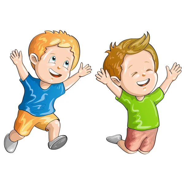 Lindos chicos de dibujos animados — Vector de stock