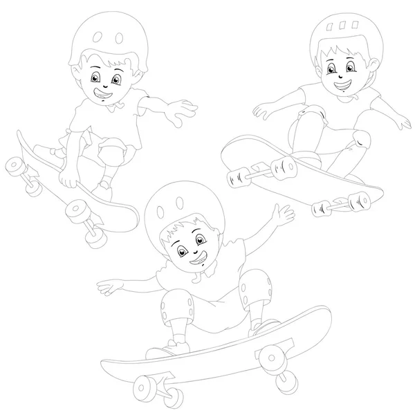 卡通滑板男孩 — 图库矢量图片