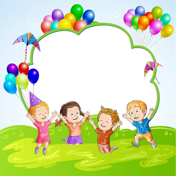 Niños con globos — Archivo Imágenes Vectoriales