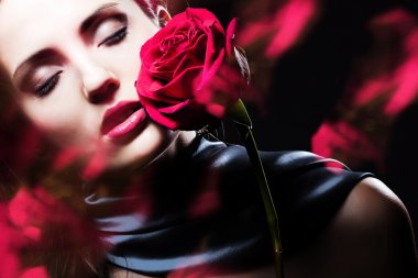 attractive woman with rose