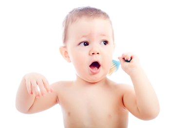 tarak, atış studio oynayan bebek güzel bir portresi
