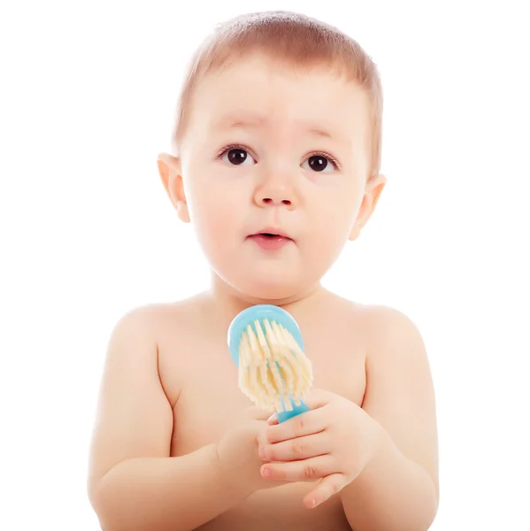 Boldog baba fiú Vértes portréja — Stock Fotó