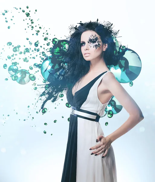 Splatter woman and rhinestones — Stock Photo, Image