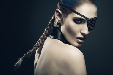 sexy woman with black eye-patch