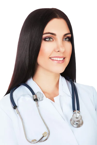 Vrolijke arts met een stethoscoop op schouders — Stockfoto