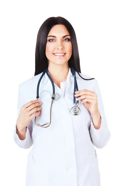 Leende söt läkare med stetoskop — Stockfoto