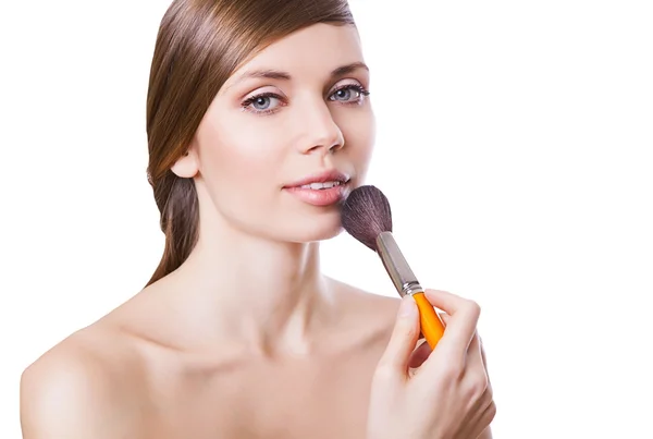 Attractive woman with brush — Stock Photo, Image