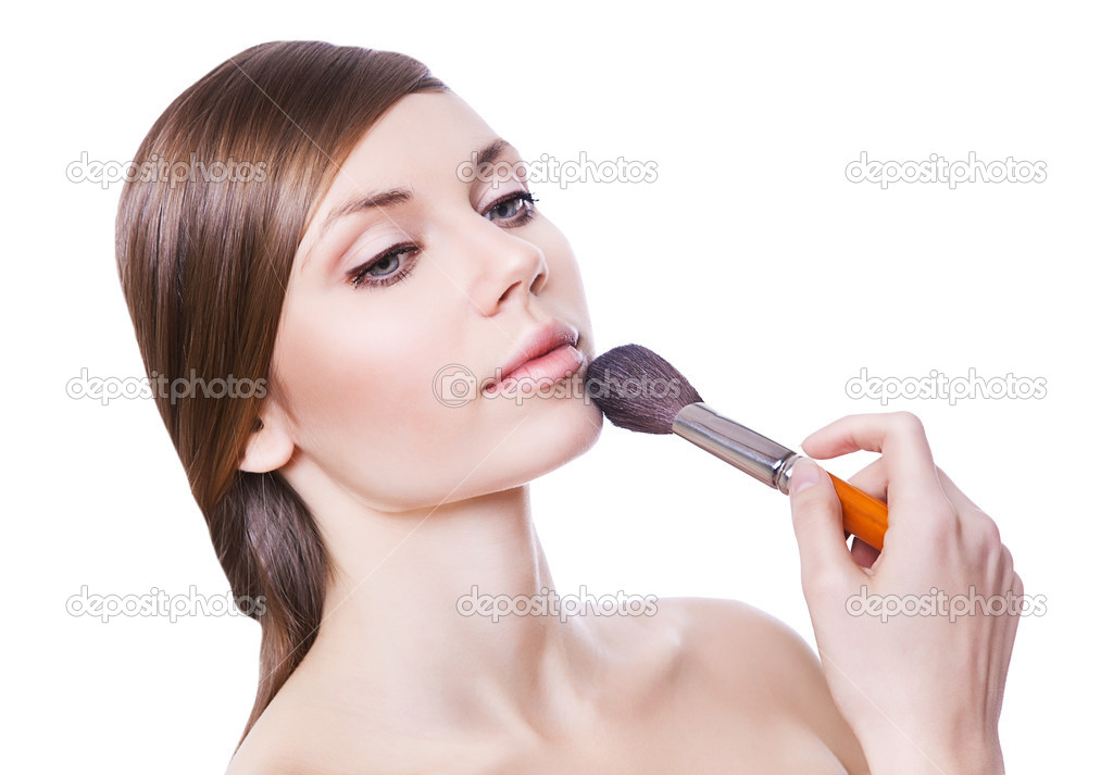 natural attractive woman with brush