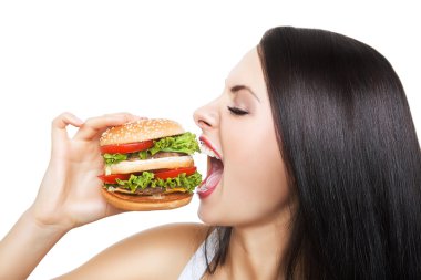 Kız ısırma hamburger