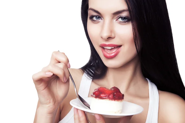 Sexy woman with cake — Stock Photo, Image