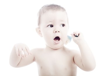 tarak, atış studio oynayan bebek güzel bir portresi