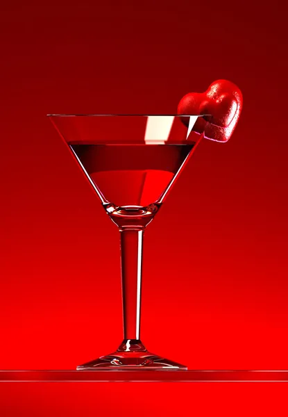 Dois corações no coquetel martini — Fotografia de Stock