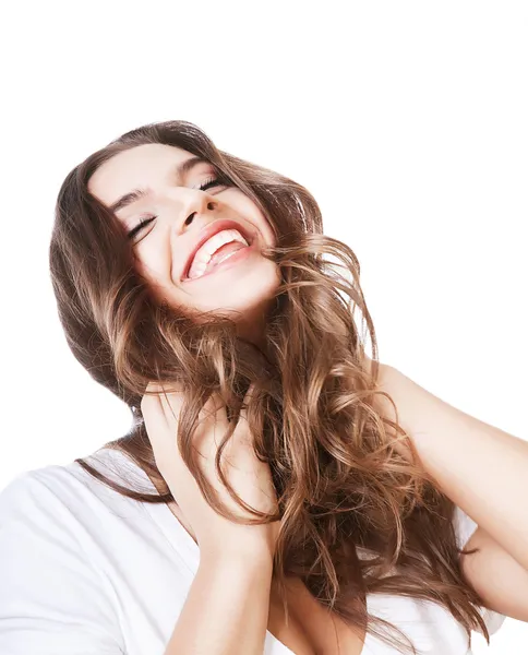 Mulher sorridente muito feliz — Fotografia de Stock