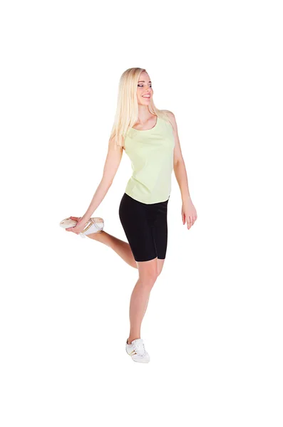 Chica haciendo su ejercicio en una pierna —  Fotos de Stock