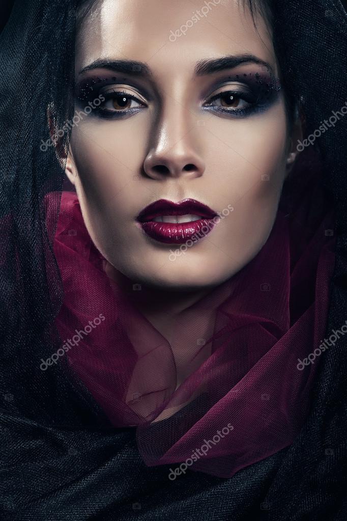 Sexy Passionate Woman In Black And Red Hood Stock Photo Sexy Passionate Woman In Black And Red Hood Stock Photo