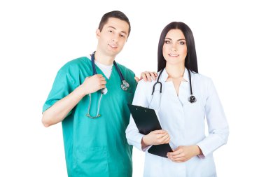 Professional doctors in uniforms clipart