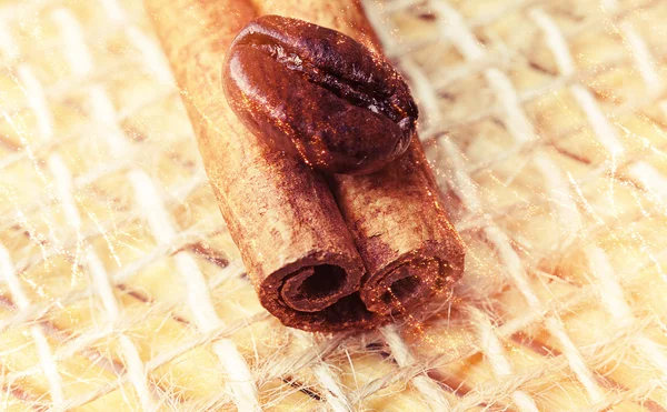 Grano de café en canela con chispas — Foto de Stock