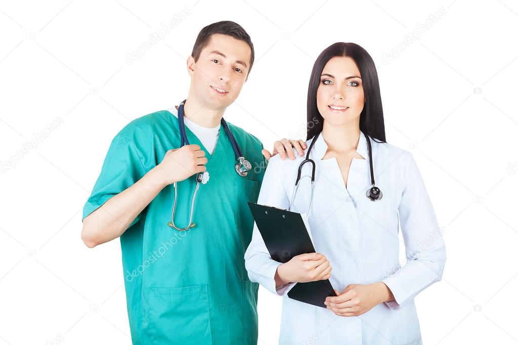 Professional doctors in uniforms