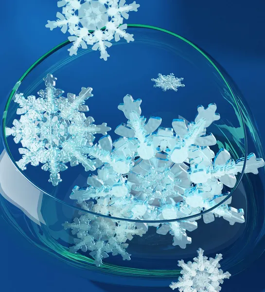 Crystal snowflakes in glass vase — Stock Photo, Image