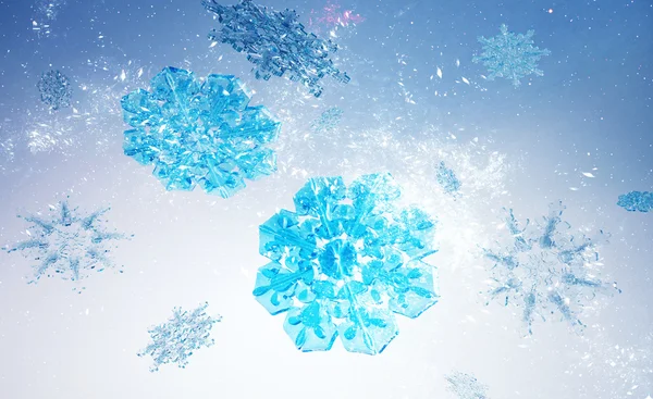 Flocos de neve de cristal com poeira de estrela — Fotografia de Stock